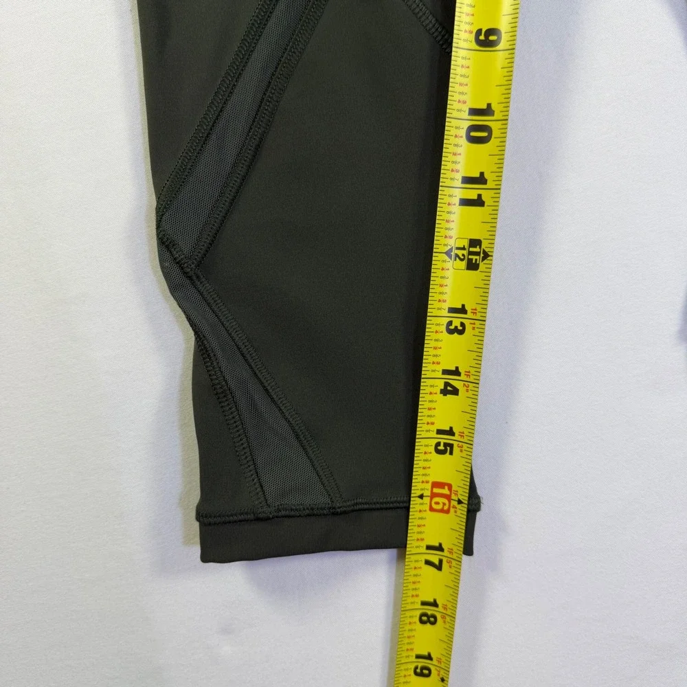 Lululemon Tight Stuff Crop II Dark‎ Olive Green Mesh Running Tights Yoga Size 2